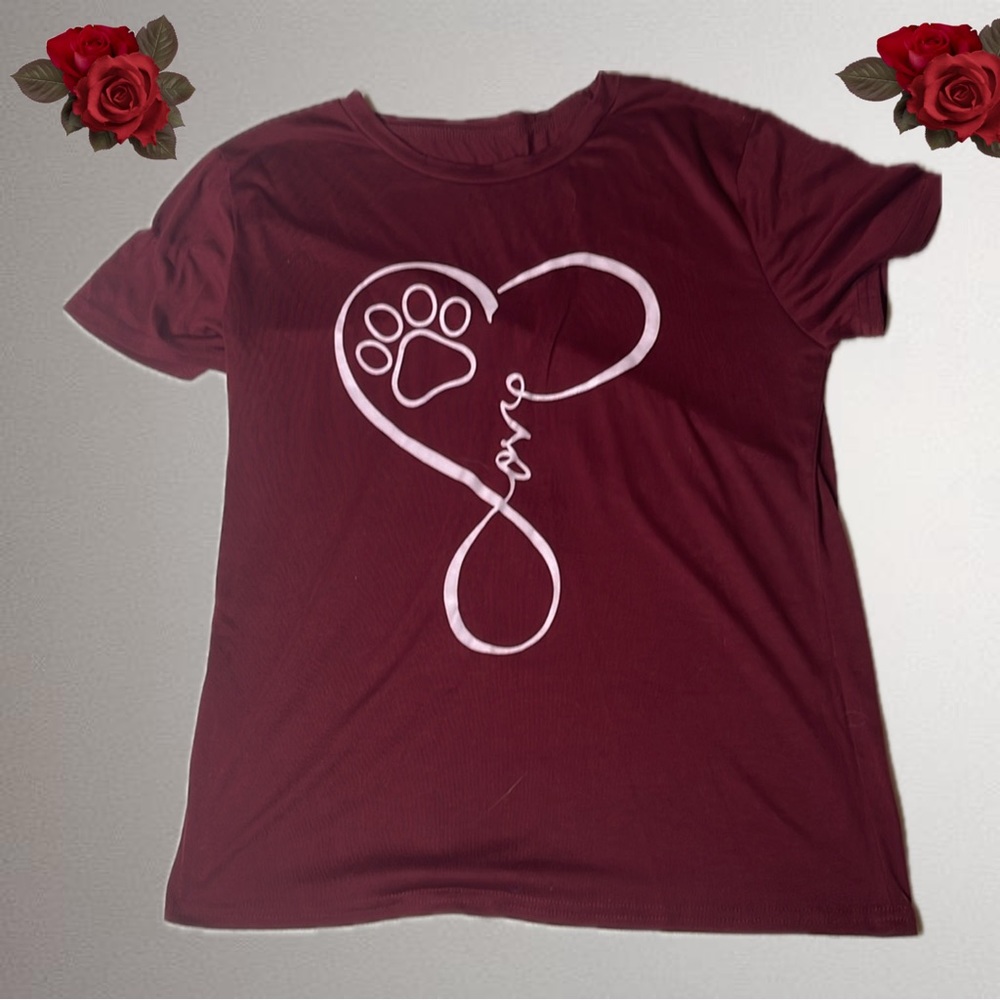 Red shirt with Pink Paw heart